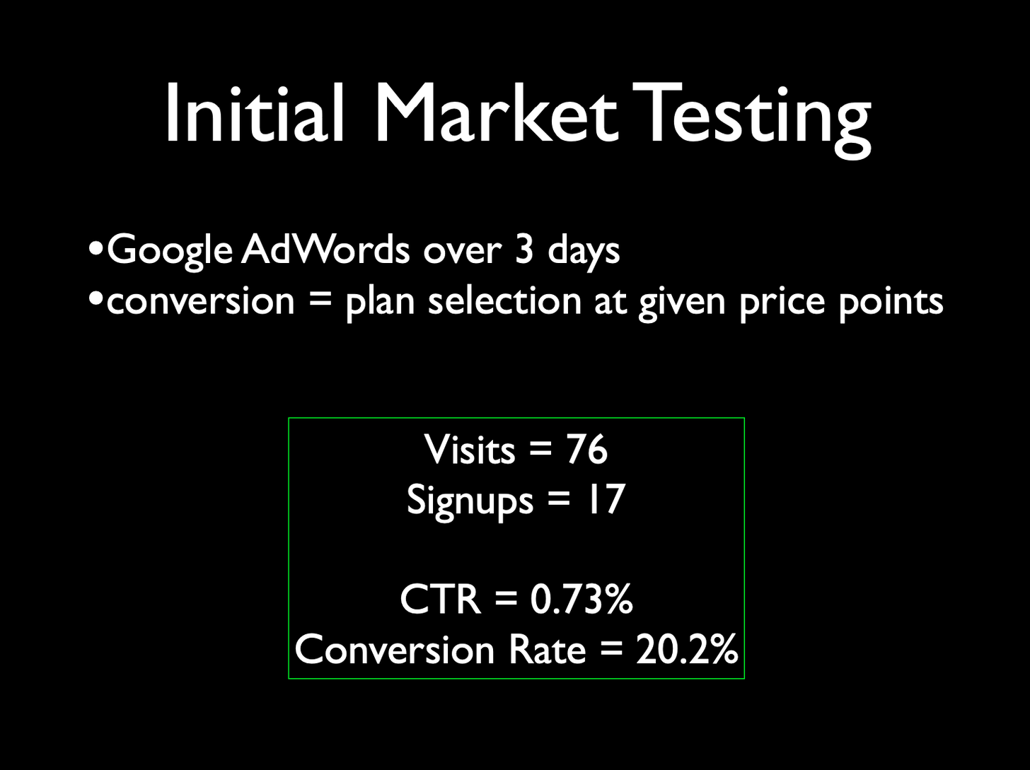 initial market testing slide